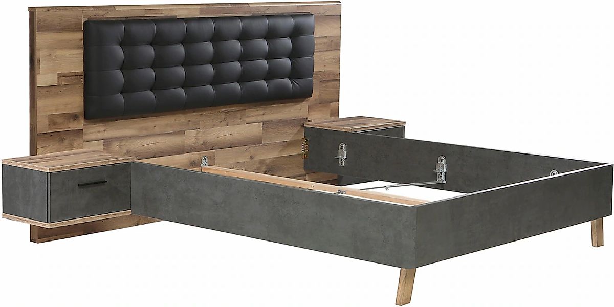 FORTE Bettanlage "Ricciano" Set, 3 Stk. tlg. mit 2 Nachttischen und Polster günstig online kaufen