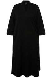 Ulla Popken Midikleid Midi-Puntokleid Kelchkragen V-Ausschnitt günstig online kaufen