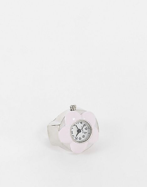DesignB London – Armbanduhr mit Blumenring in Rosa günstig online kaufen