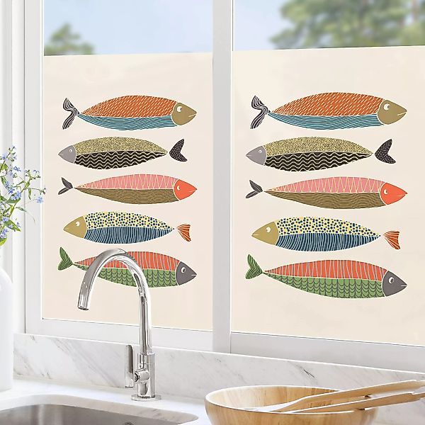 Fensterfolie Fünf bunte Fische günstig online kaufen