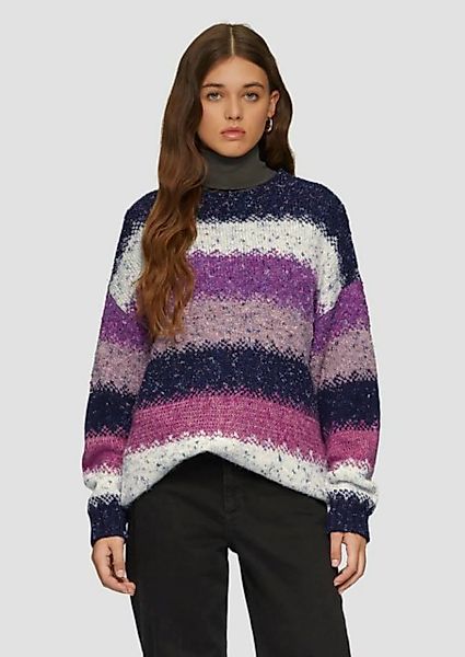 QS Strickpullover Oversize Pullover mit mehrfarbigem Streifenmuster günstig online kaufen