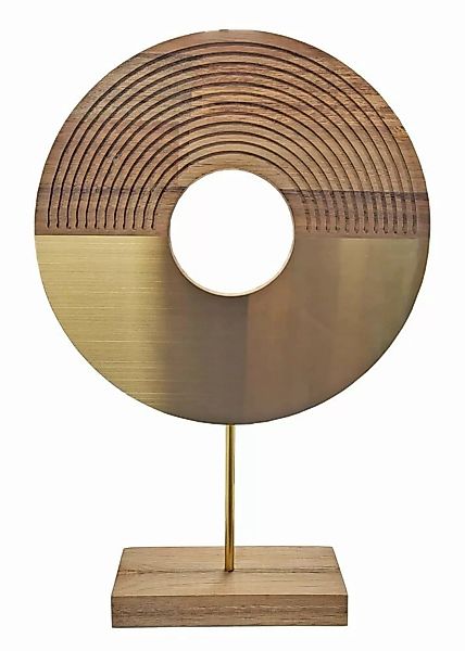 Holzskulptur auf Ständer Ornament Dekoobjekt Gold Holzobjekt 37,5 cm günstig online kaufen