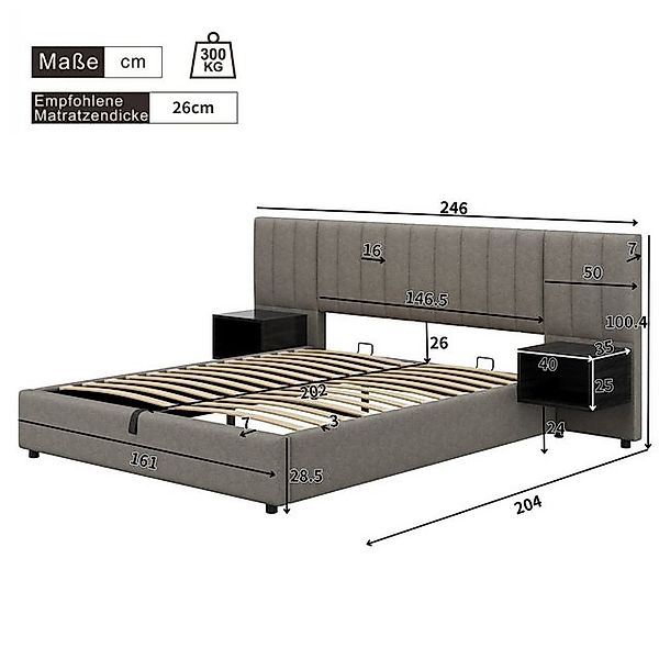 STILVORA Polsterbett 160x200 Polsterbett mit Stauraum,Bettgestell mit zwei günstig online kaufen