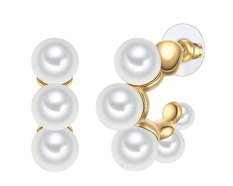 Yokoamii Paar Creolen gelbgold, mit Perle (synth) günstig online kaufen