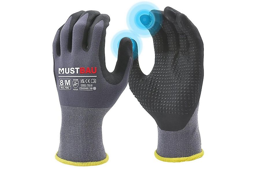 Mustbau Arbeitshandschuhe (3-St) 12/6/3 Pack, Abriebfest Gartenhandschuhe M günstig online kaufen