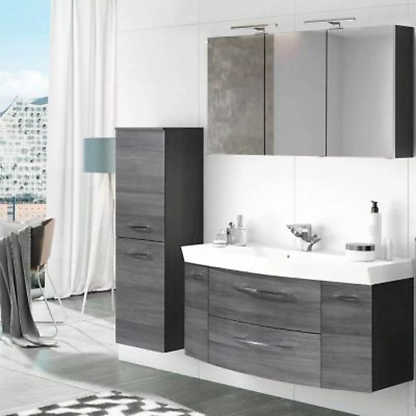 Lomadox Badmöbel Waschplatz Set 3-tlg mit 120cm Waschtisch & Spiegelschrank günstig online kaufen