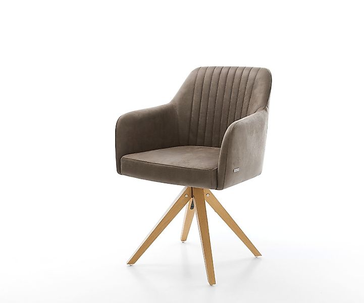 Esszimmerstuhl Greg-Flex Mikrofaser Taupe Vintage Holzgestell kantig Natur günstig online kaufen