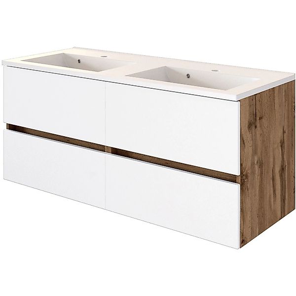 Held Möbel Doppelwaschtisch Bari 120 cm Weiß Matt mit Softclose günstig online kaufen