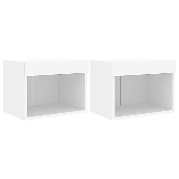 vidaXL Wand-Nachttische mit LED-Leuchten 2 Stk Weiß Modell 2 günstig online kaufen