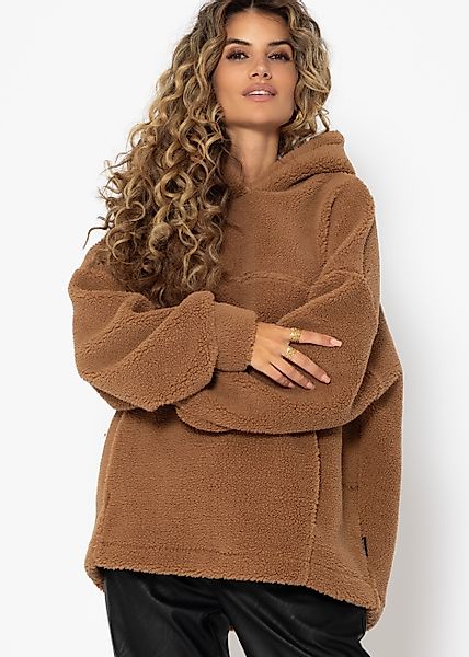 SASSYCLASSY Strickpullover Kuscheliger Oversize Teddy Kapuzenpullover günstig online kaufen