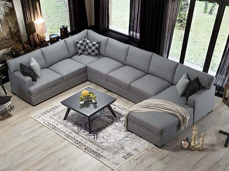 JVmoebel Ecksofa Modern Design Möbel Sofa U-Form Grau Wohnzimmer Einrichtun günstig online kaufen