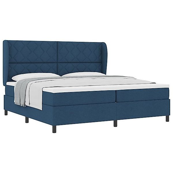 vidaXL Bett Boxspringbett mit Matratze Blau 200x200 cm Stoff (1-tlg) günstig online kaufen