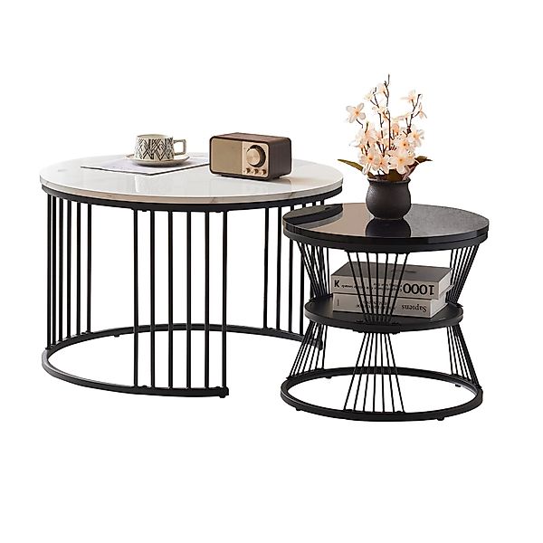 Merax Couchtisch in Marmoroptik mit Metallrahmen günstig online kaufen