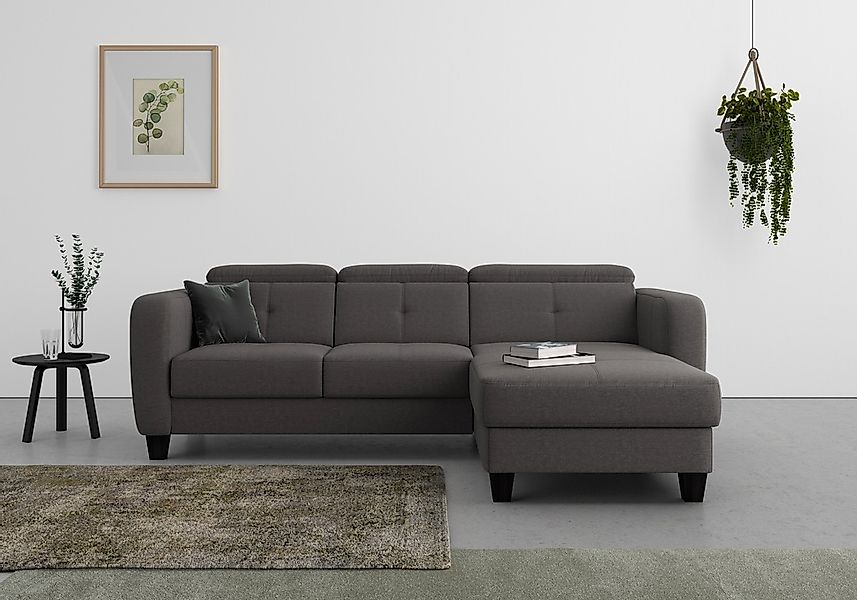 sit&more Ecksofa "Belluci L-Form" inklusive Federkern, wahlweise mit Bettfu günstig online kaufen