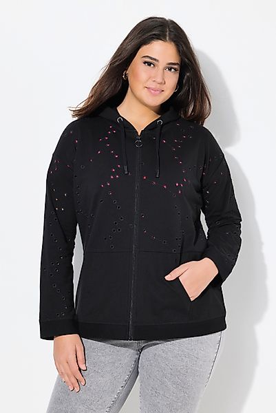 Ulla Popken Sweatjacke Sweatjacke Lochstickerei Oversized günstig online kaufen