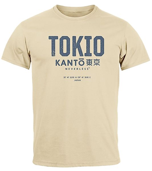 Neverless Print-Shirt Herren T-Shirt Frontprint Tokyo günstig online kaufen
