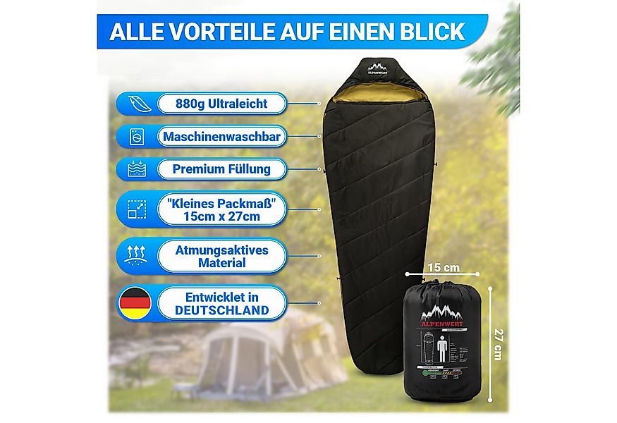 Alpenwert Mumienschlafsack Ultraleicht & kompakt, wasserabweisend, atmungsa günstig online kaufen