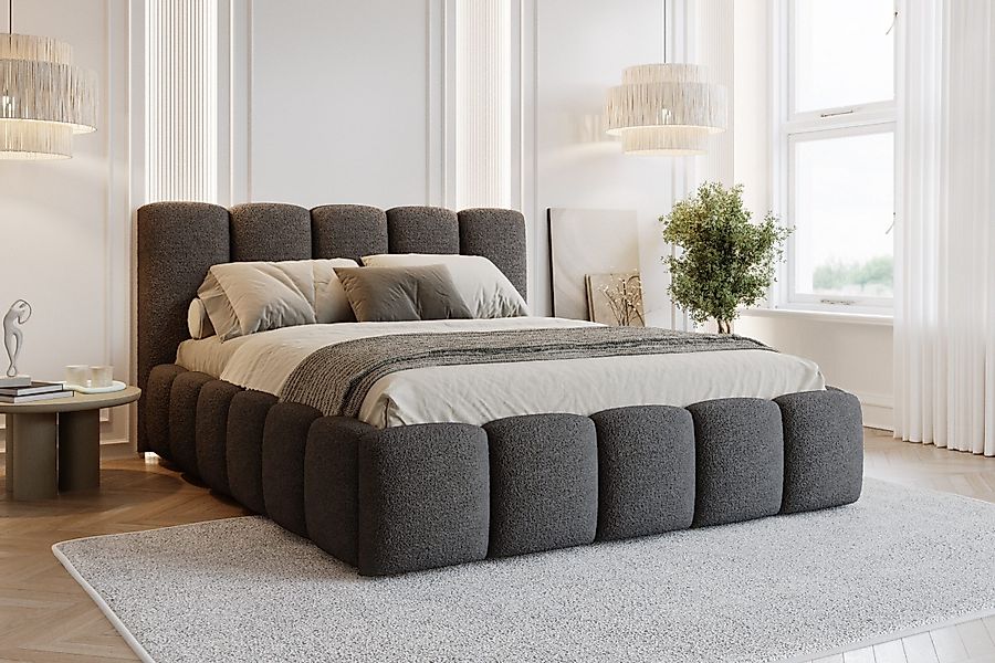 Deine Möbel 24 Polsterbett VIVIAN Bett Komplettbett Bouclé mit Bettkasten u günstig online kaufen