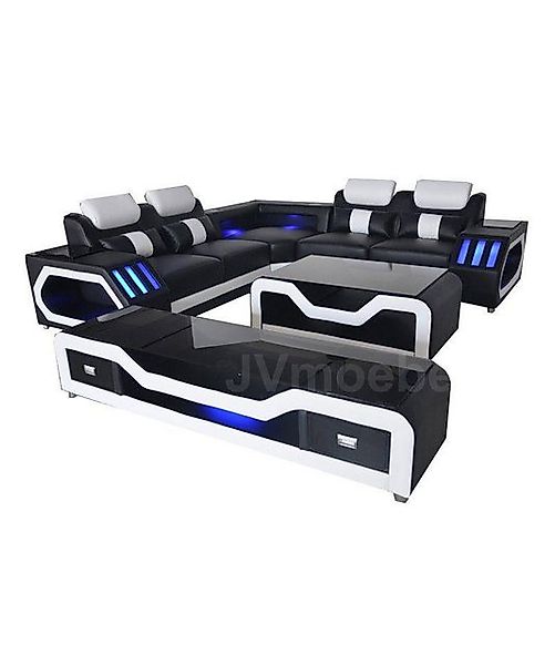 JVmoebel Ecksofa XXL Couch Leder Wohnlandschaft Garnitur Sofa L-Form + Tisc günstig online kaufen