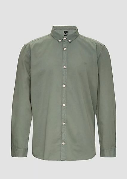QS Langarmhemd Garment Washed Hemd mit Logo-Stickerei Garment Dye günstig online kaufen