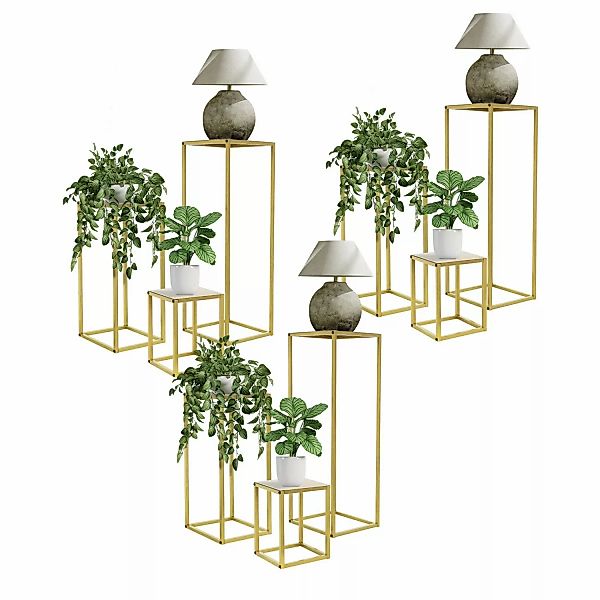 ML-Design Blumenständer 9Er Set aus Metall in Gold 22x22x30/26x26x60/30x30x günstig online kaufen