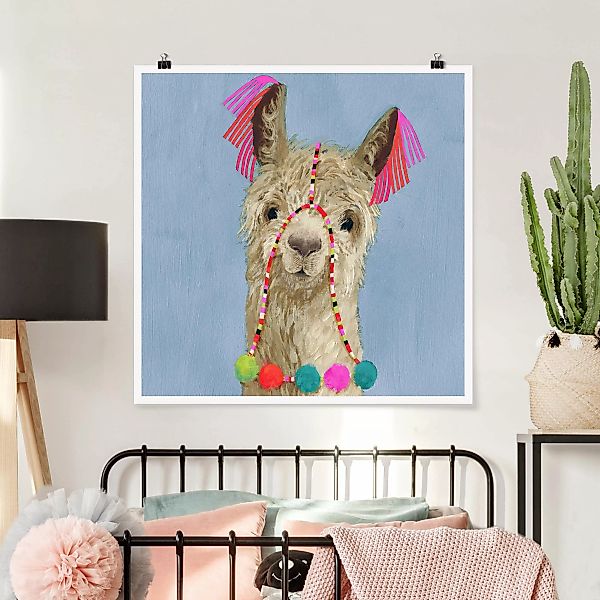 Poster - Quadrat Lama mit Schmuck IV günstig online kaufen