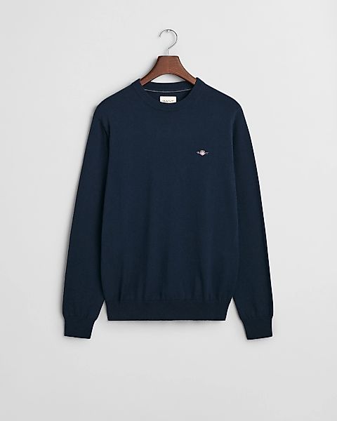 Gant Rundhalspullover "CTN/WO C-NECK", mit Logostickerei günstig online kaufen