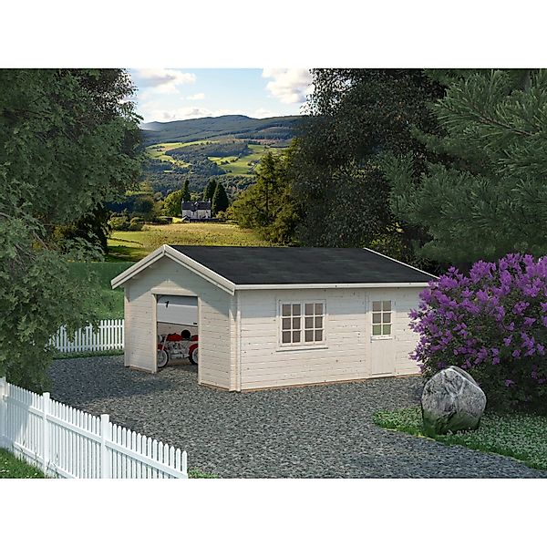 Palmako Garage Roger mit Sektionaltor 540 x 540 cm Lackiert Dunkelgrau-Weiß günstig online kaufen