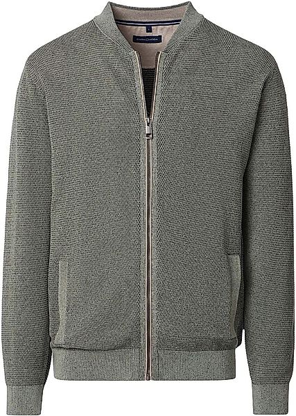 Casa Moda Strickjacke Zip Structure Grün - Größe XL günstig online kaufen