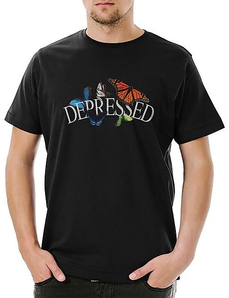 Urban Backwoods Print-Shirt Depressed Butterflies Herren T-Shirt Depression günstig online kaufen
