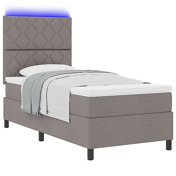 vidaXL Bett Boxspringbett mit Matratze & LED Taupe 100x200 cm Stoff (1-tlg) günstig online kaufen