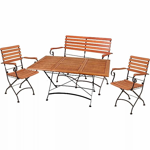 Garden Pleasure Gartenmöbel-Set Wien mit Ausziehstisch Teak FSC® günstig online kaufen