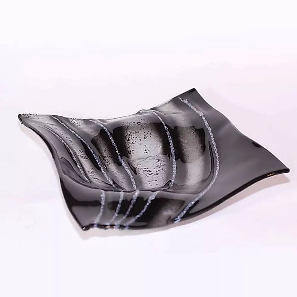 Glasschale Teller quadratisch Design Objekt Fusing Glas schwarz 22x22cm Han günstig online kaufen