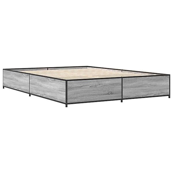 vidaXL Bettgestell Grau Sonoma 135x190 cm Holzwerkstoff und Metall 3279860 günstig online kaufen