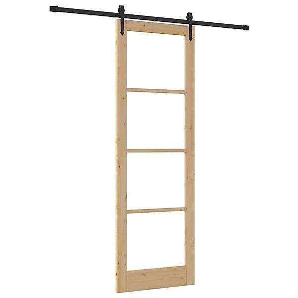 vidaXL Schiebetür Braun 78 x 232 cm Holz und Metall 3332387 günstig online kaufen