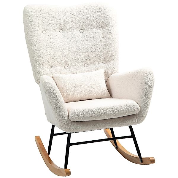 HOMCOM Schaukelstuhl Teddystoff Cremeweiß 92L x 69B x 100H cm günstig online kaufen