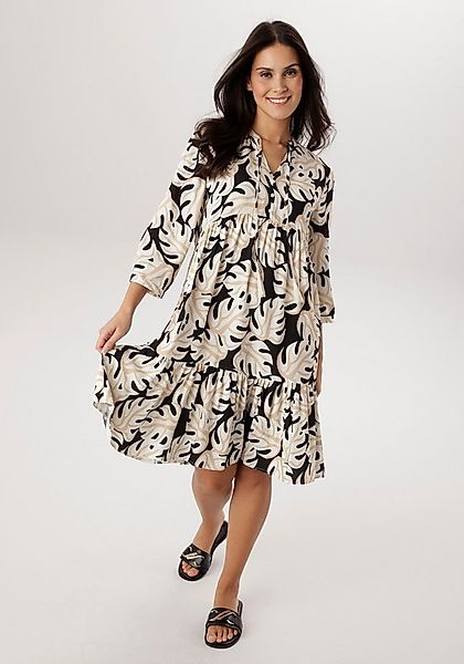 Aniston SELECTED Blusenkleid mit V-Ausschnitt und mit Bindebändern und Quas günstig online kaufen