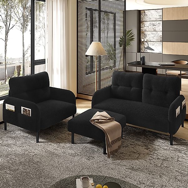 KLAM HOME Sofa Cord 3er-Set Sessel günstig online kaufen