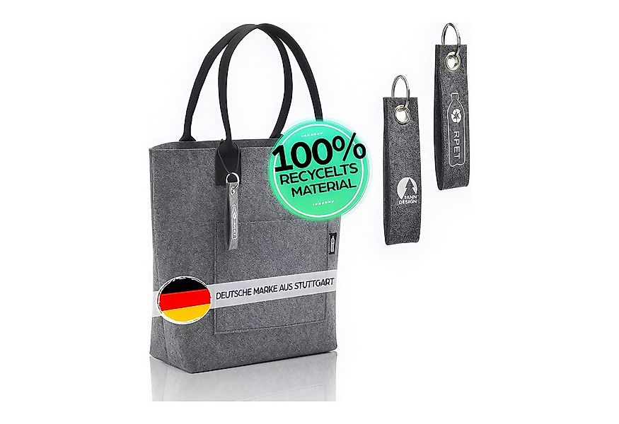 Tanndesign Einkaufsshopper Damen-Shopper Filz Hellgrau recyceltes PET (21L) günstig online kaufen