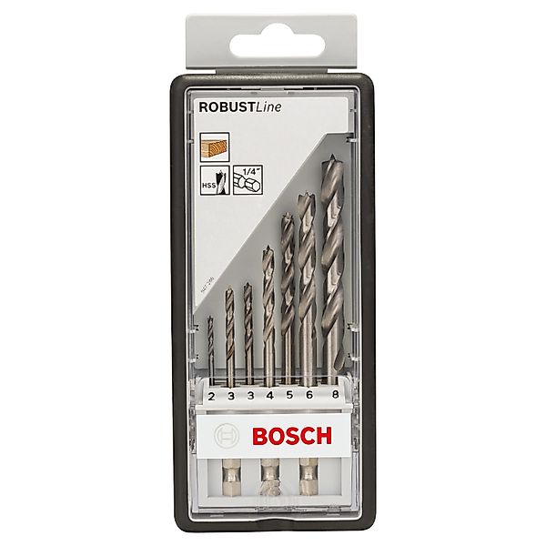 Bosch Holzspiralbohrer-Set Robust Line 2 mm - 8 mm Sechskantschaft 7-teilig günstig online kaufen