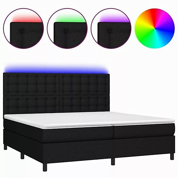 vidaXL Boxspringbett Boxspringbett mit Matratze LED Schwarz 200x200 cm Stof günstig online kaufen