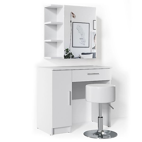 Vicco Schminktisch Fynnia Weiß 80.2 cm mit Hocker günstig online kaufen