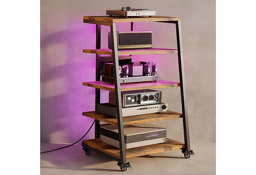 XERSEK TV-Regal HiFi Rack Medienständer mit schwenkbaren Rollen LED dimmbar günstig online kaufen