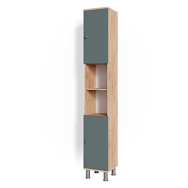 Vicco Badschrank Fynn Goldkraft Eiche/Grün 30 x 190 cm günstig online kaufen