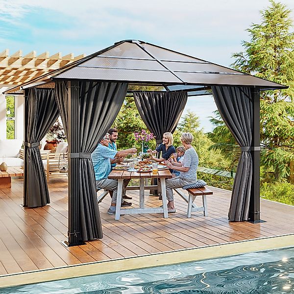 HOMALL Pavillon 3x3/3x4m Gartenpavillon Verdickter Aluminium-Pavillon, günstig online kaufen