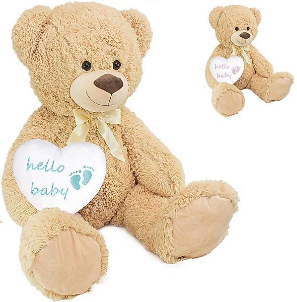BRUBAKER Kuscheltier XXL Teddybär Beige 100 cm mit Hello Baby Herz (Stoffti günstig online kaufen