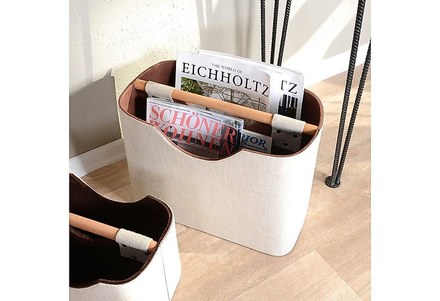 wohnfreuden Aufbewahrungsbox Zeitungsständer aus Stoff und Teakholz 40 cm b günstig online kaufen
