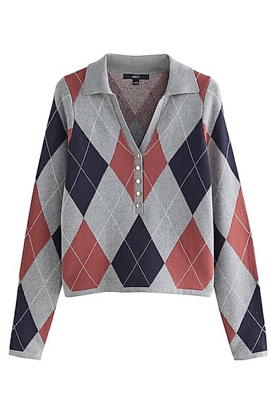 Next Polokragenpullover Weicher Polo-Strickpullover mit V-Ausschnitt günstig online kaufen