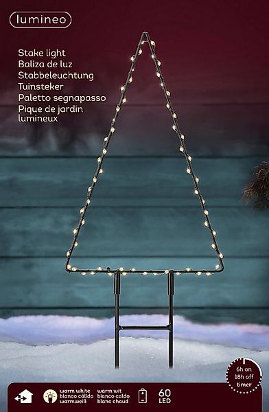 Lumineo LED Stern LED Weihnachtsbaum Gartenstecker 60 LED warm weiß, Timer, günstig online kaufen