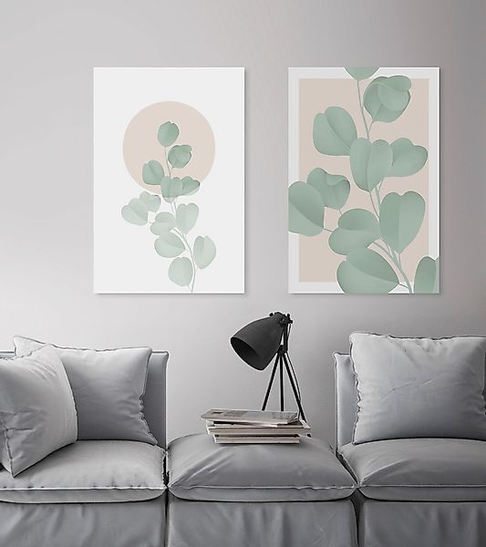 queence Leinwandbild "Blätter mit rosa Hintergrund", Blumen-Blumenbilder-Bl günstig online kaufen
